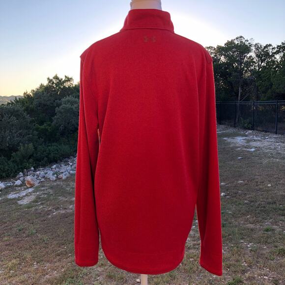 Under Armour Men's Cold Gear Quarter Zip Pullover Medium Sweater Red Long Sleeve - Picture 3 of 16